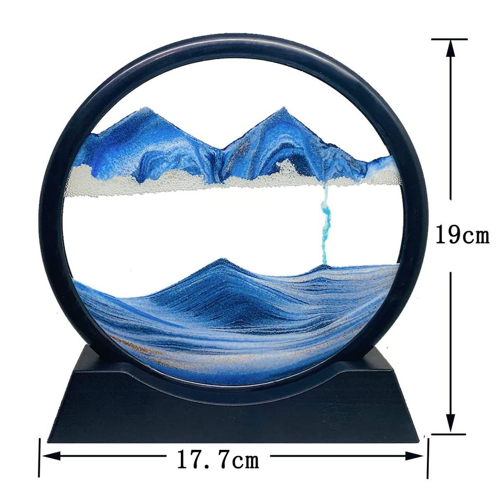 Vukayo Sand Picture Round Sand Art Tabletop Art Interior Stylish Modern SH-01 (M, Blue)