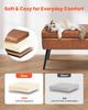 Leather Storage Ottoman Bench, PU Leather Bench with Storage and Metal Legs, Modern Shoe Benches Seat for Entryway, Upholstered End of Bed Benches for