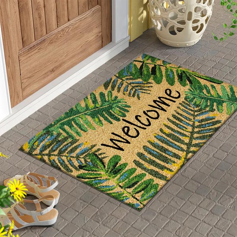 1Pc Plant Print Welcome Mat Non Slip Area Rugs On Both Sides Easy To Clean Floor Rug Indoor Outdoor Home Decorations Carpet