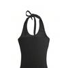 Summer Solid Color New  Slim Fit Backless Sexy Hot Girl Halter Dress