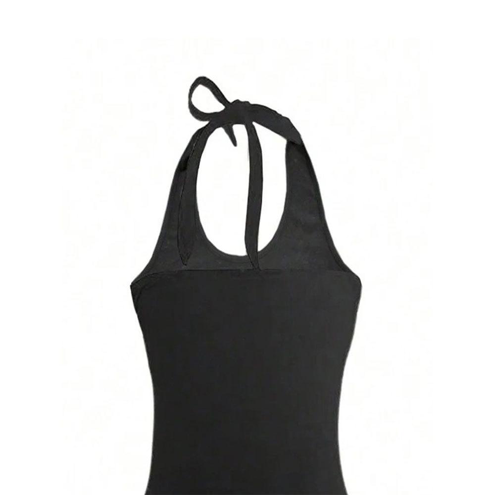 Summer Solid Color New  Slim Fit Backless Sexy Hot Girl Halter Dress