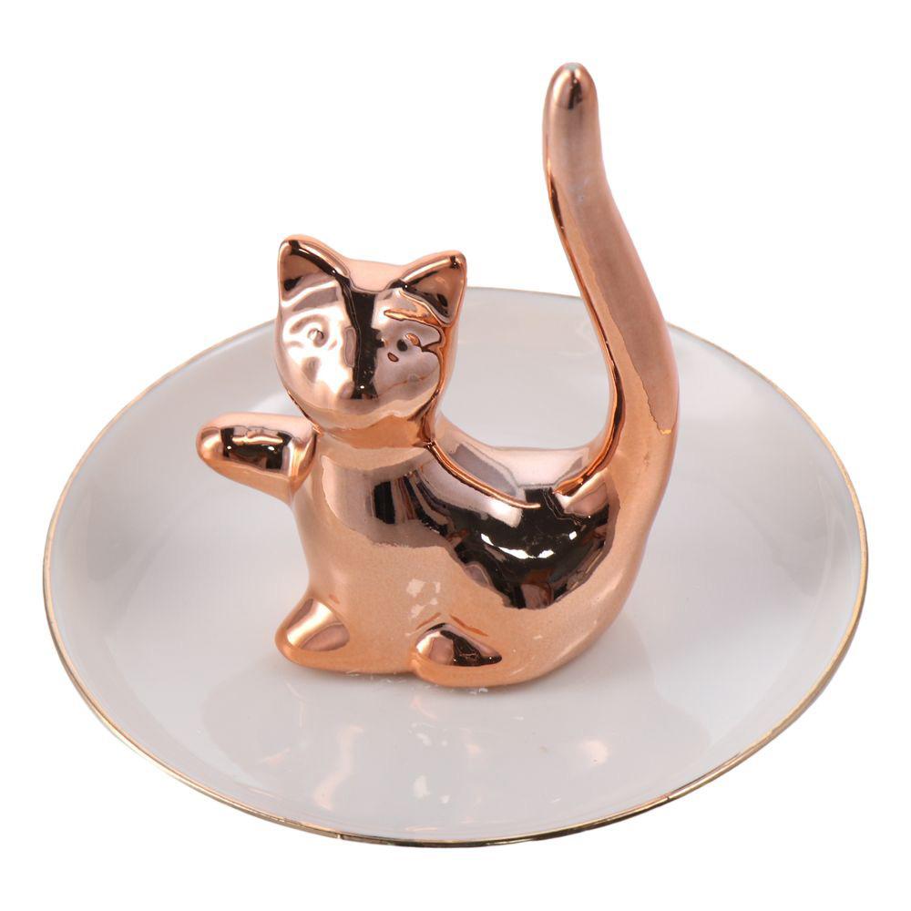 

Керамический поднос для ювелирных изделий с изображением кошки, 4-дюймовый поднос для орнамента, нежный поднос для хранения ювелирных изделий, офисный лоток
