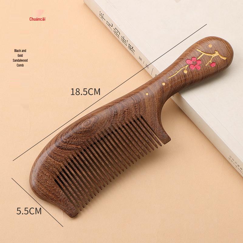 Black Gold Sandalwood Comb with Free Engraving - Hand-Painted Wooden Comb In High-End Gift Box, Perfect for Nurse's Day