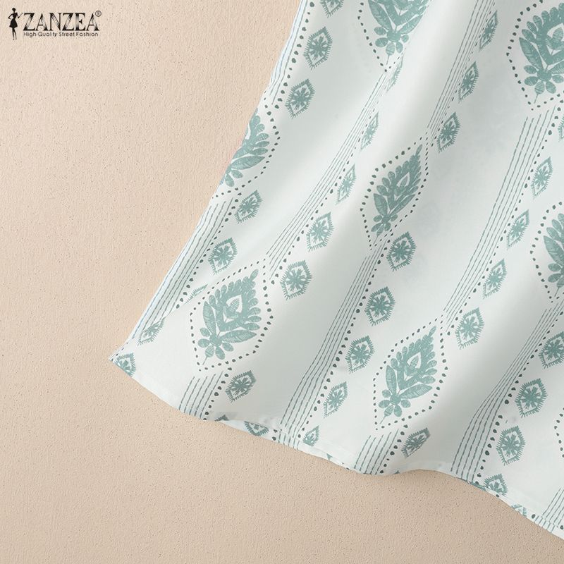 ZANZEA Women Casual Round Neck Loose Sleeveless Print Tank Tops