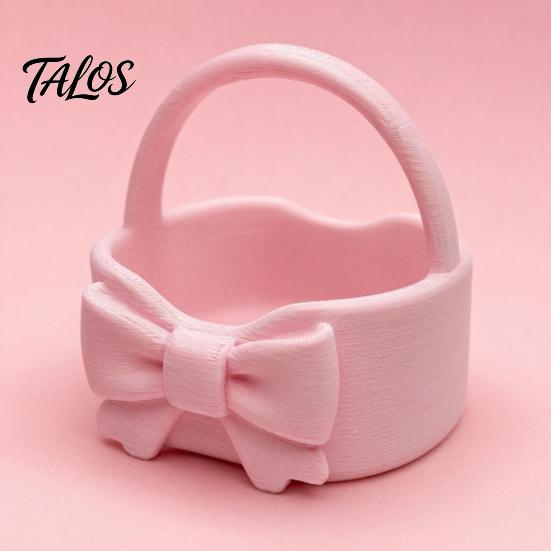 3D Printed Bow Storage Basket, Portable Rounded Design Lipstick Sundries Holder for Entryway Desktop Vanity Tabletop, Girly Style Home Organizer