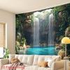 2D Jungle Cave Waterfall Wall Tapestry Blue Lagoon Background Cloth for Home Decor
