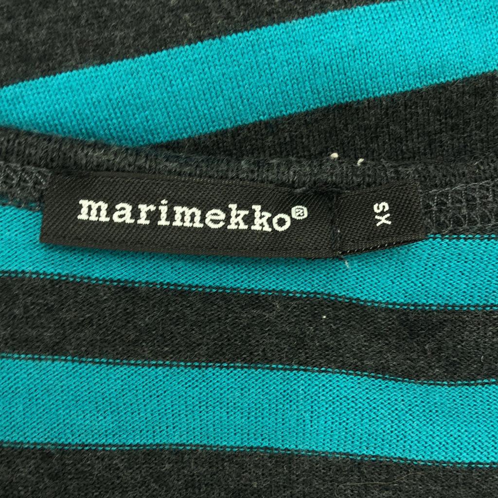 Marimekko Border Pattern 7 Minutes Sleeve One Piece XS Green X Black Women Used
