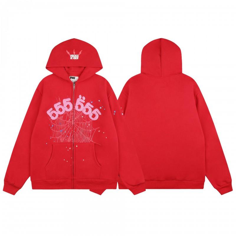 Felpa Sp5der FW23 Unisex Streetwear Pullover Felpa Con Stampa Ragnatela Vestibilità Larga Misto Cotone