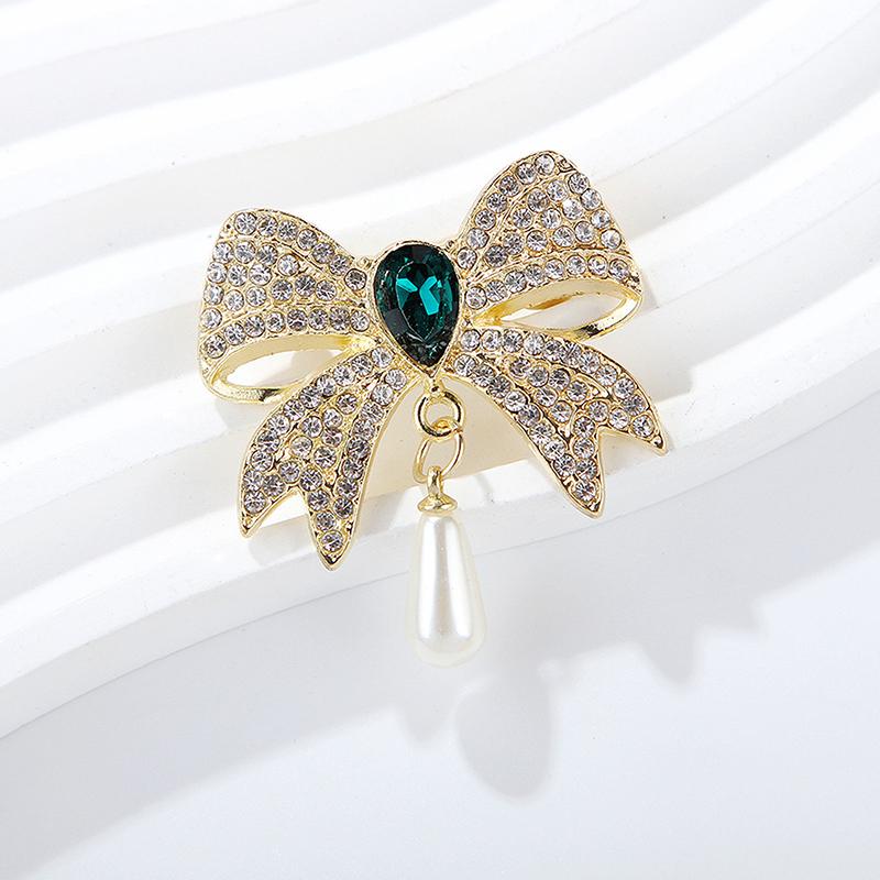 Vintage Light Luxury Rhinestone Bow Brooches Women Clothing Coat Jewelry Accessries Gifts