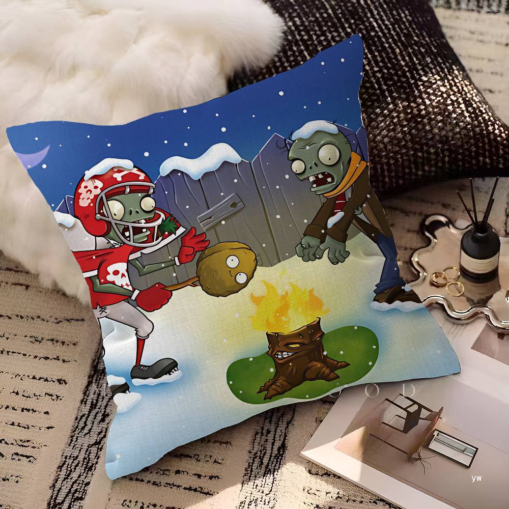 Classic Game PPlants Vs ZZombies Cushion Cover Polyester Sofa Cushions Decorative Throw Pillows Home Decoration Pillowcover