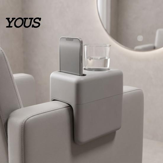 Organizador de Reposabrazos para Silla de Salón con Bandeja, Almacenamiento para Cabello con Soporte para Teléfono/Vaso, Bandeja Lateral de Plástico para Estilista, Mesa de Belleza para Artículos Personales del Cliente Se Adapta