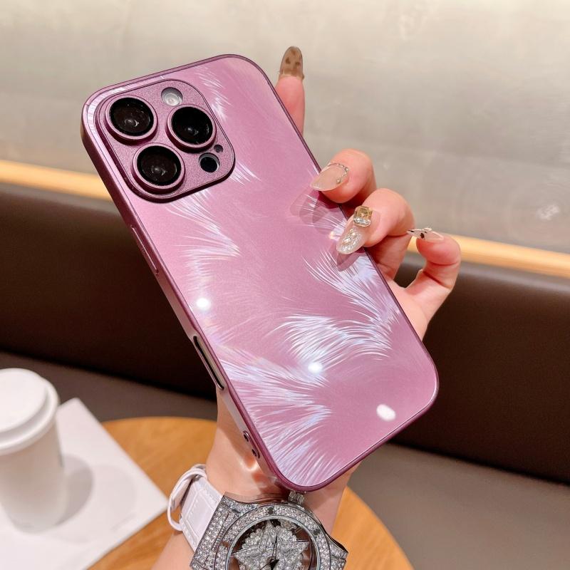 Premium jednokolorowe etui na telefon z gazy piórkowej pasujące do iPhone 16 Pro Max 15 14 Plus 13 12 Pro z osłoną ochronną na obiektyw