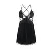 Women's Plus Size Velvet Padded Cami Sleep Dress with Robe Lounge Set