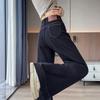 Retro elastic horn jeans women's autumn new super fire loose high waist belly Hong Kong style wide leg pants