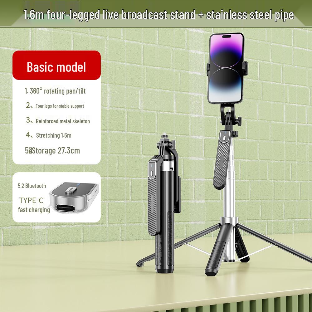 Bluetooth Universal Selfie Stick and Tripod with Anti-Shake Gimbal for Travel and Live Streaming.