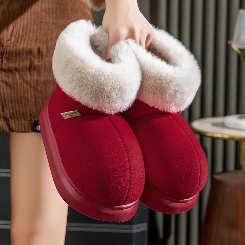 

thick-soled cotton slippers women s winter indoor velvet home bag and confinement cotton shoes big hair mouth to keep warm in autumn and winter 36-37