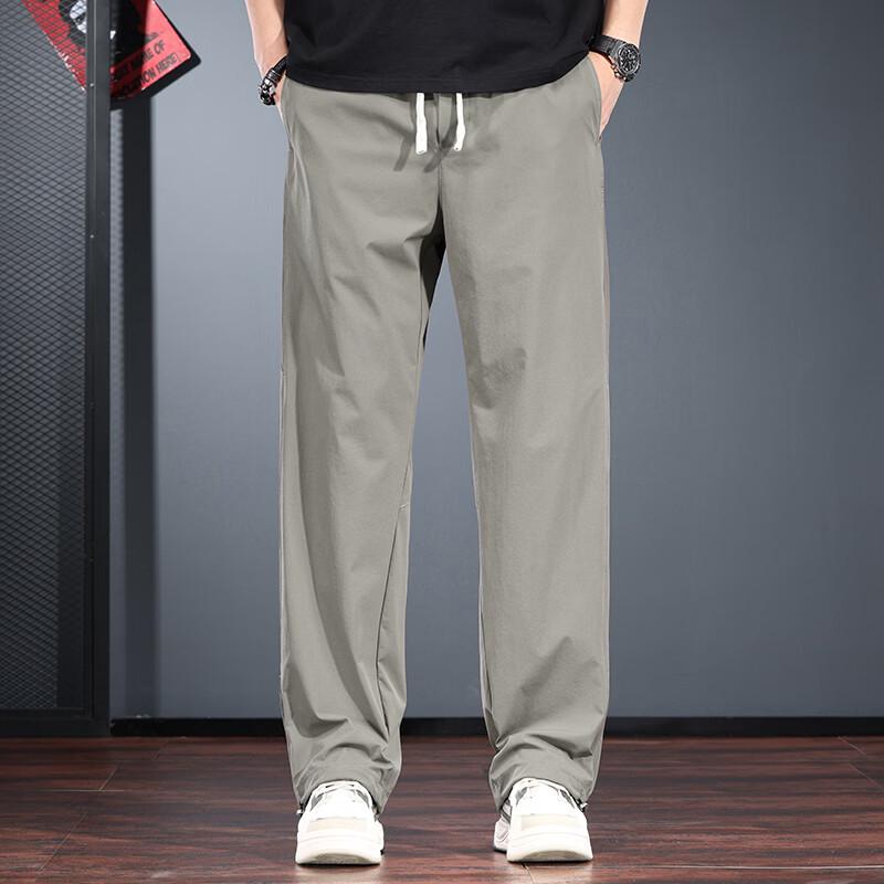Jieleinuo Men's Quick-Dry Ice Silk Straight-Leg Casual Pants