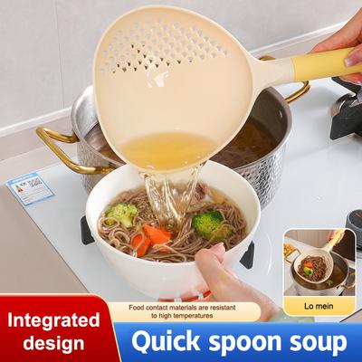 2In1 Soup Ladle & Colander Big Size High Heat Resistant Kitchen Ladle Strainer Efficient Draining Long Handle1/2/3/5Pcs