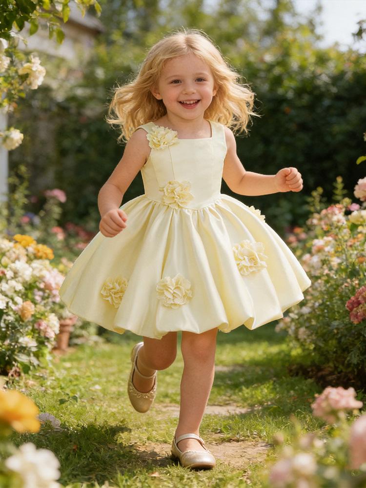 Girls' 3D Floral Princess Dress for Weddings, Fashion Shows, Stage, or Piano Performances