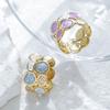 Gold-plated Oil Dripping Ring Colorful Colorful Ring Geometric Pattern Ring  Wedding Gifts