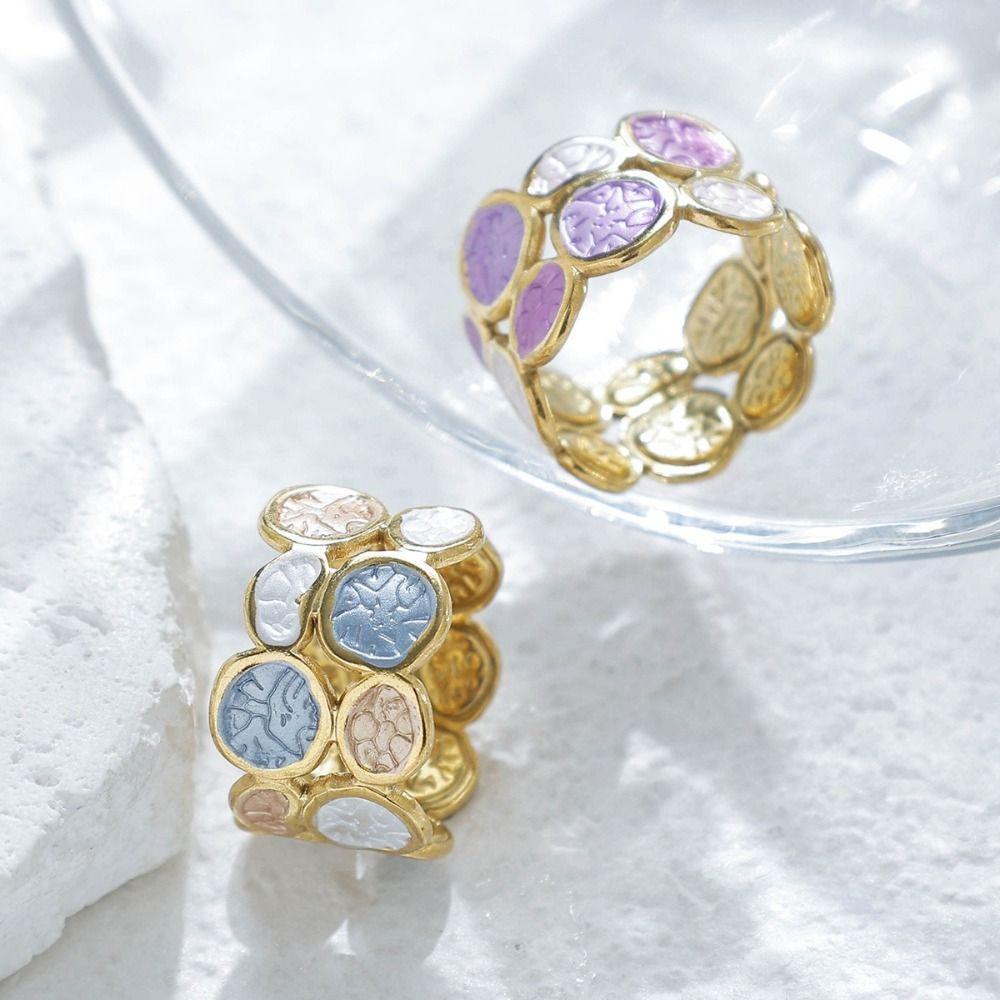 Gold-plated Oil Dripping Ring Colorful Colorful Ring Geometric Pattern Ring Wedding Gifts