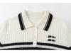 Women's 100% Pure Cashmere Striped Turn-Down Collar Sweater