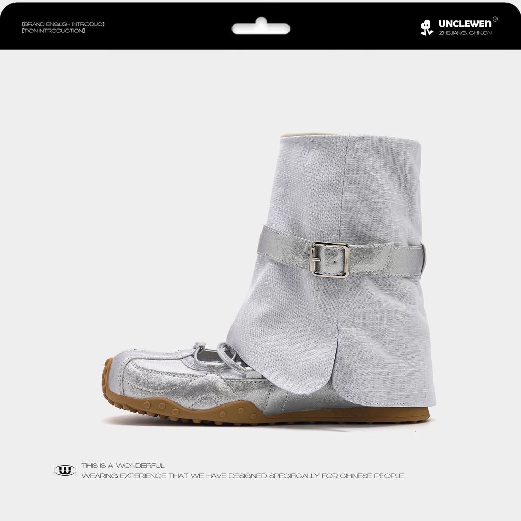 Zhike Ballet Silver Mary Jane Single Shoes Women's 2025 Summer Breathable New Cool Boots Casual German Training Shoes Women's