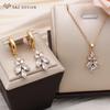Fashion White Flower Cubic Zirconia Orchid Drop Earrings For Women Wedding Champagne Gold Color Jewelry Gift