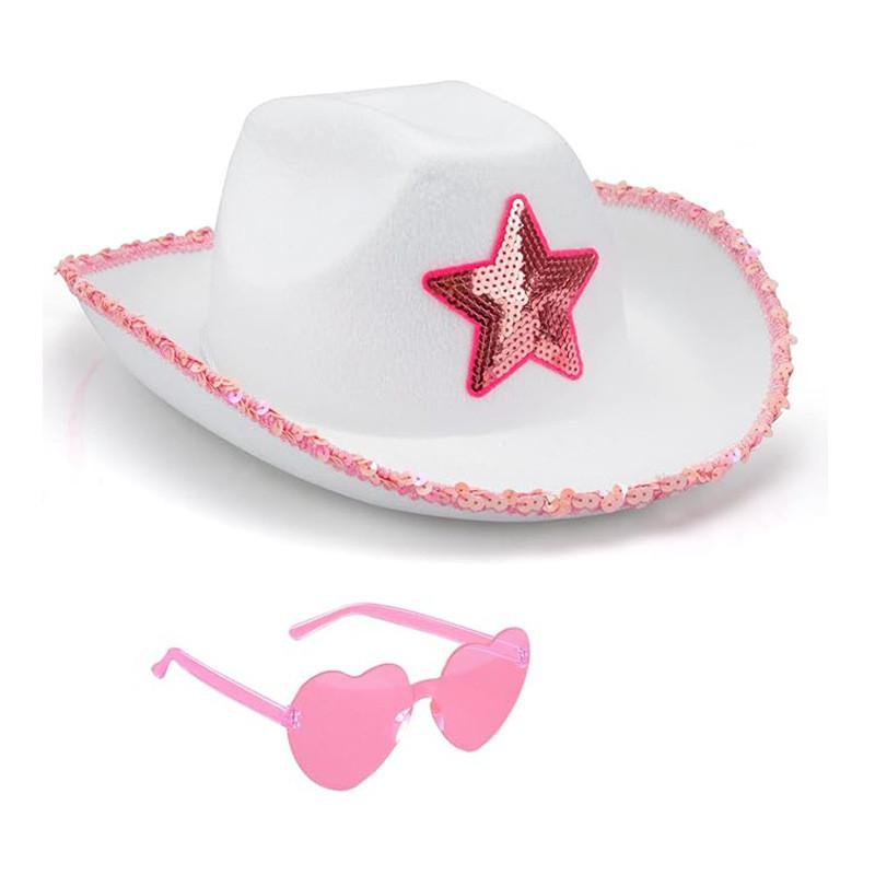 Cowboy Star Fivepointed Hat Set With Heart Glasses For Halloween Costume Party