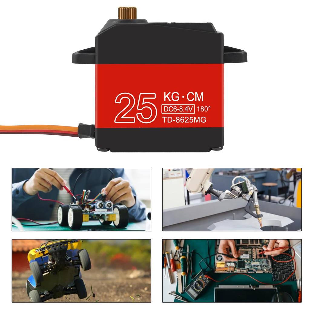 ACEIRMC 2pcs High Torque Metal Gear Standard Digital Servo, 25KG/0.13S, 6.8V, 90-180° Rotation for 1/8 and 1/10 RC Cars