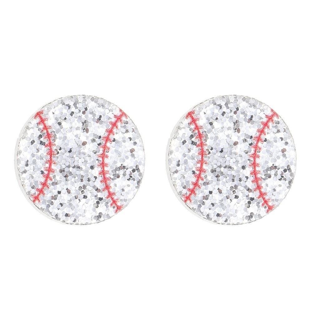 Basketball Football Sparkling Ball Stud Earrings Ear Jewelry Accessory for Men Women Baseball