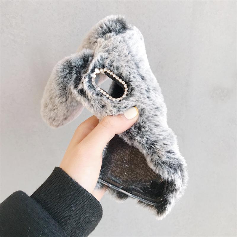 Soft Fur Phone Case For Samsung Galaxy M55s M35 M15 M54 M34 M14 M53 M33 M23 M13 M62 M52 Core Furry Rabbit Bunny Warm Plush Cover