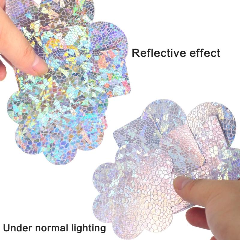 20 Pairs Women Sexy Self Adhesive Nipple Covers Colorful Ice Crack Pattern Disposable Breast Stickers Pasties Sticky Bra