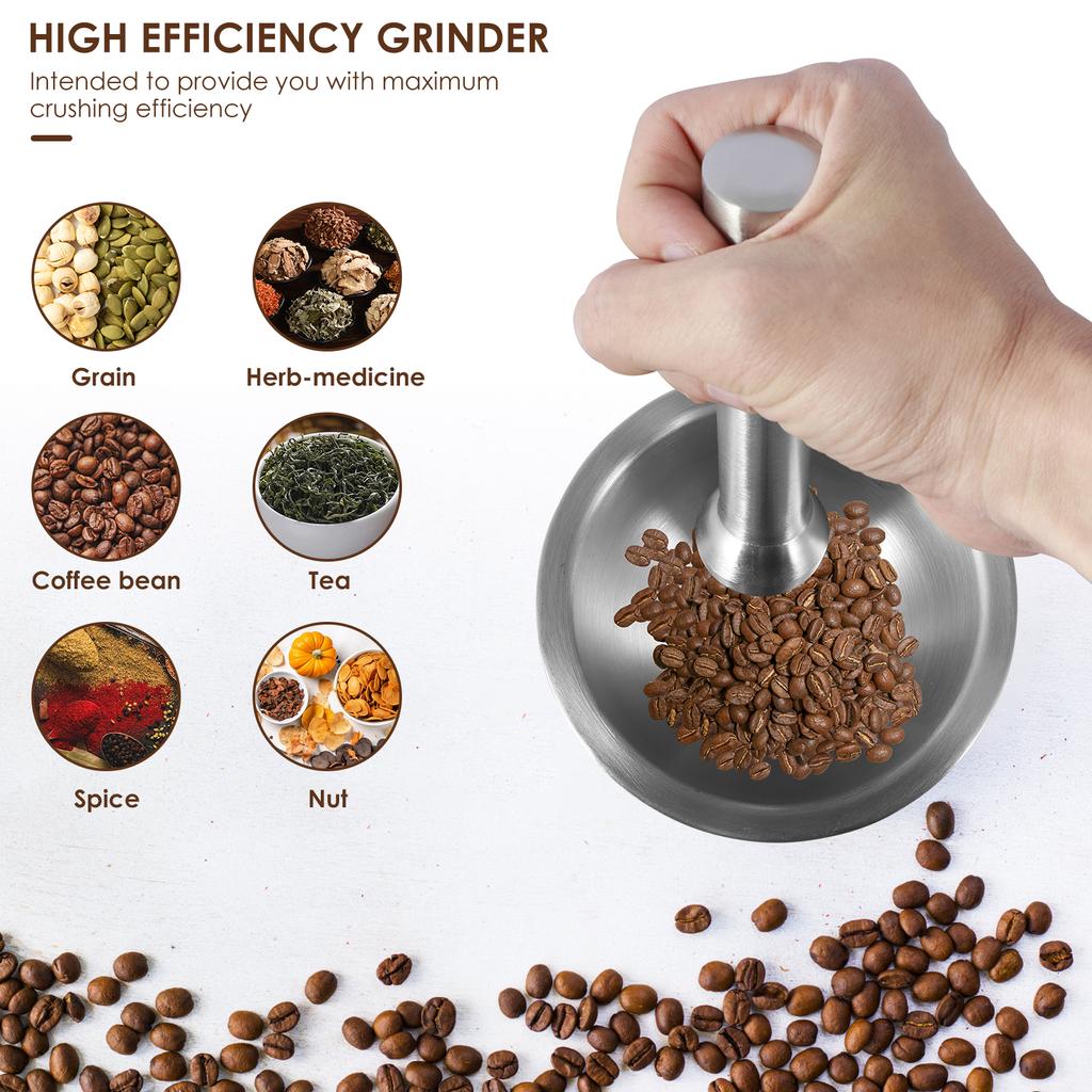 Zestaw Moździerz i Tłuczek ze Stali Nierdzewnej Wydajny Rozdrabniacz do Przypraw z Silikonową Pokrywką i Antypoślizgową Podstawą Odporny na Rdzę Rozdrabniacz do Tabletek