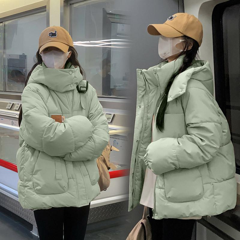 New Winter College Style Bread Cotton Coat for Women Short Korean Style Loose Cotton Jacket Hooded Student Cotton Coat Jacket Top