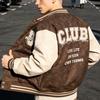 Men's PU Leather Jacket American Retro Baseball Jacket Motorcycle Jacket Spring and Autumn Embroidery College Varsity Baseball Jacket