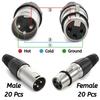 JSDNGURK XLR Connector Set 40 3-Pin Microphone Adapters 20 Male 20 Female DIY Audio Cables for Recording and Mixing