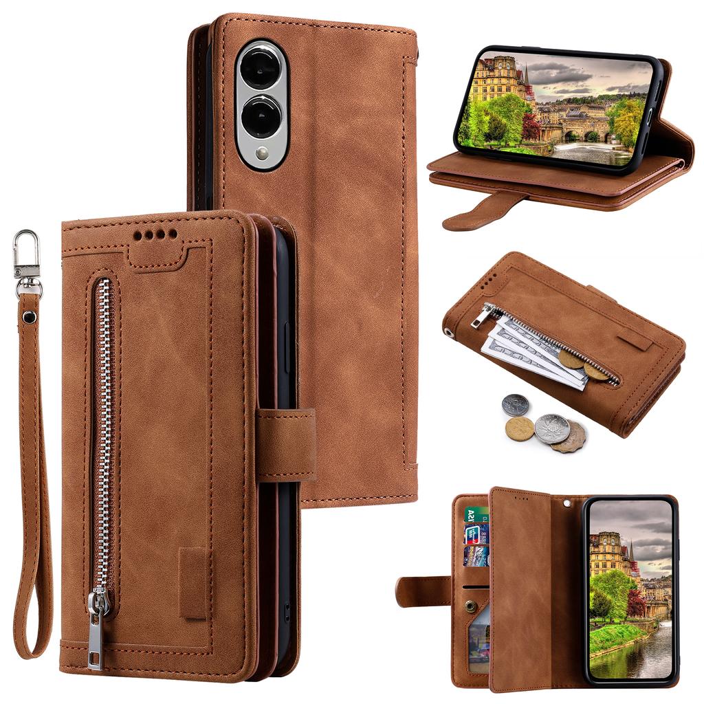 For Samsung Galaxy S25 Edge Case PU Leather Phone Cover with Zipper Wallet 9 Card Slots