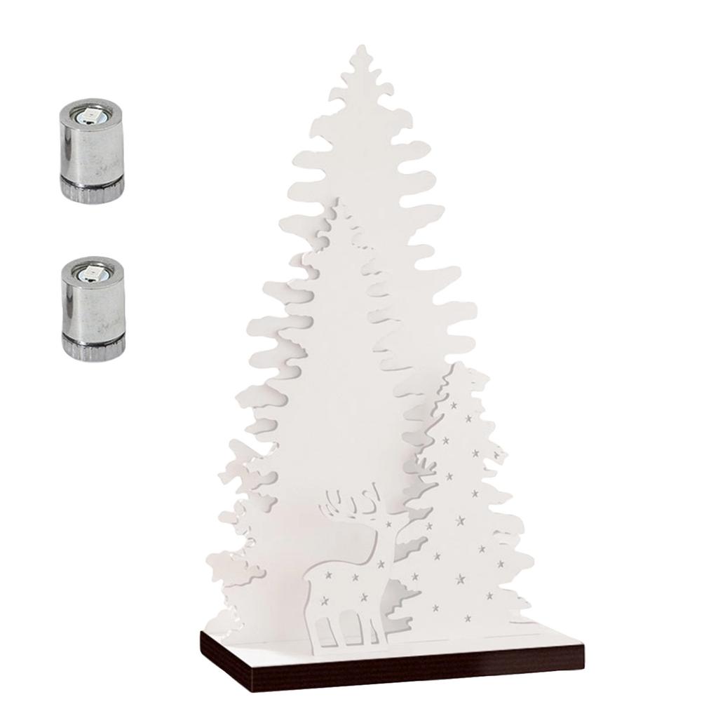 Christmas Tree Tabletop Wooden Decor with Colorful Lights , Holiday Desk Ornament for Festive Display