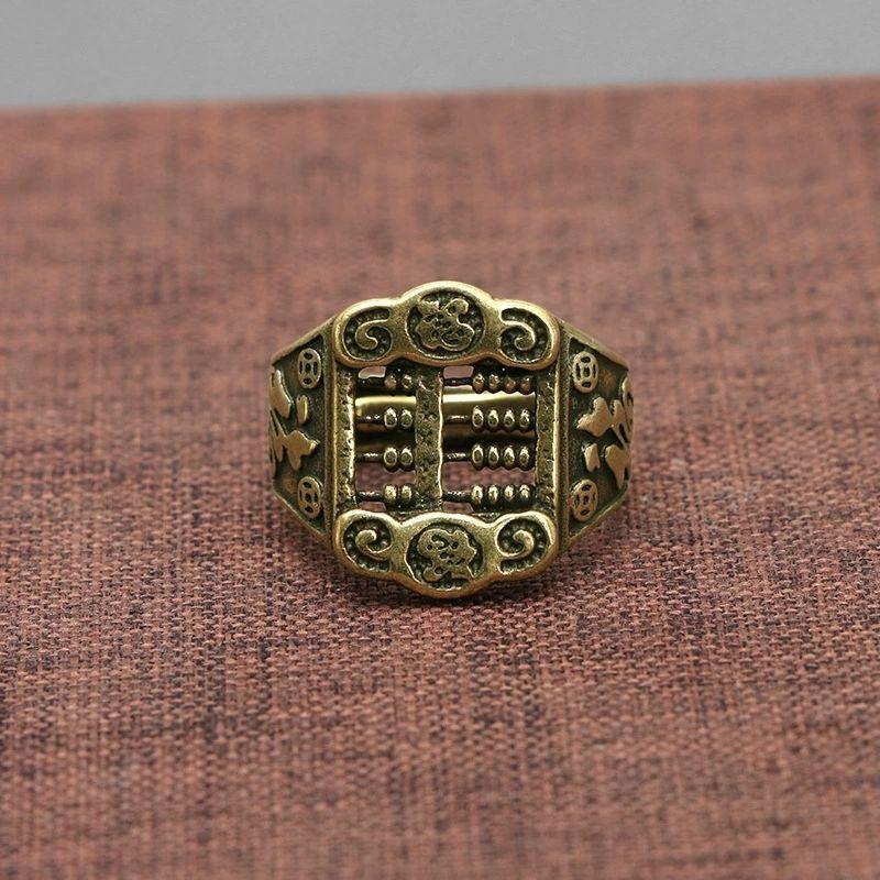 Brass Abacus Rings Adjustable Ring Fengshui Copper Gifts Accessories Statuette