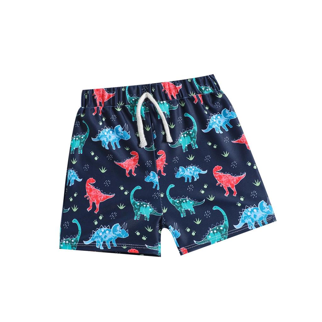 Children's Dinosaur Print Quick-Dry Swim Trunks - Toddler & Boys' Cute Flat-Leg Shorts