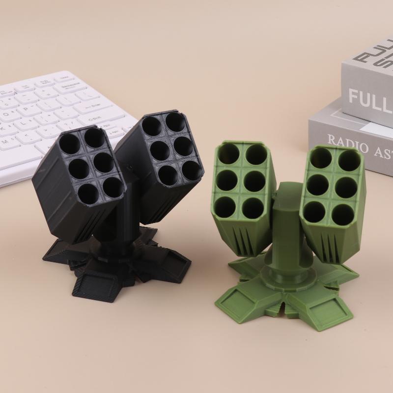 1Pc Plastic Missile Shaped Pen Holder Creative Anti-aircraft Missile Launcher Pen Stand Desktop Organizer Home Office Decoration