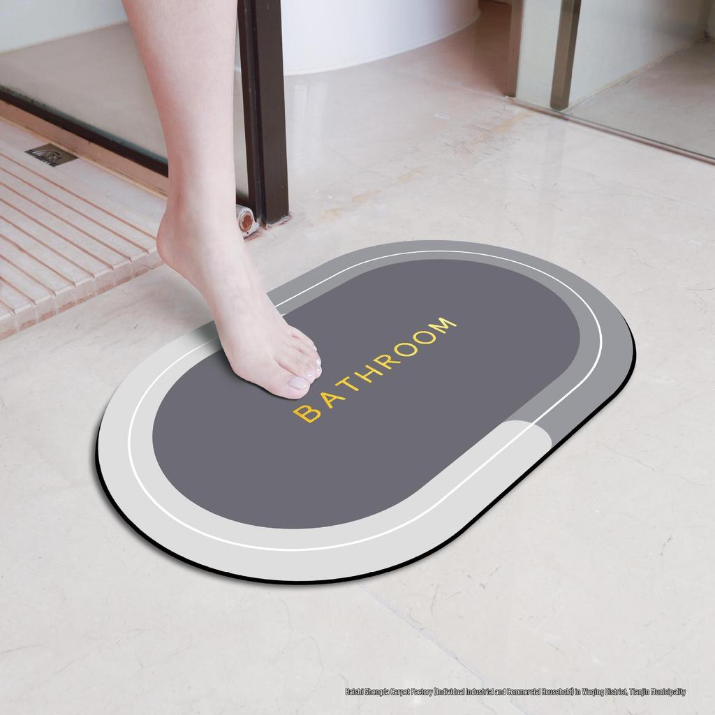 Diatom Mud Quick-Dry Non-Slip Bathroom Mat - Water Absorbent, Wear & Dirt-Resistant, Wash-Free, Perfect for Toilet Doors