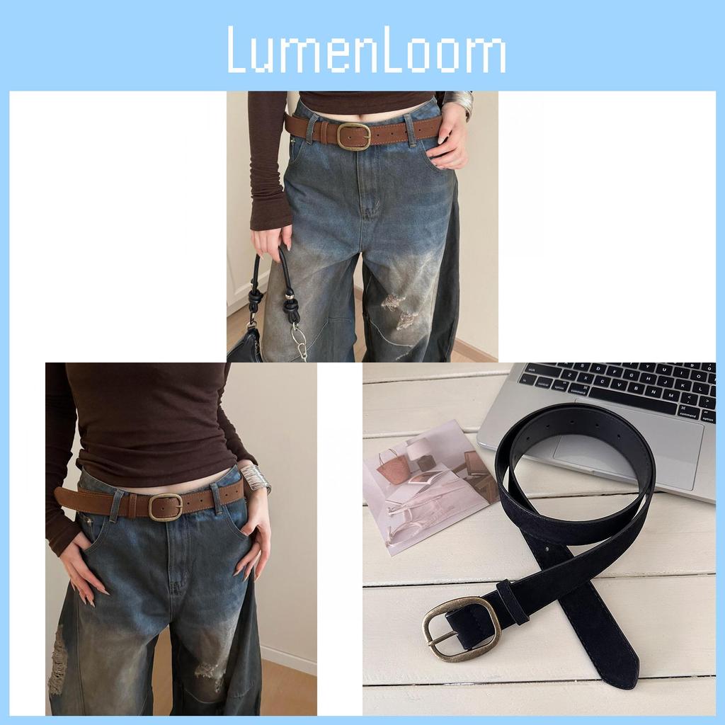 Vintage Retro Pu Leather Wide Belt For Women With Zinc Alloy Buckle For Denim Waist Accessory