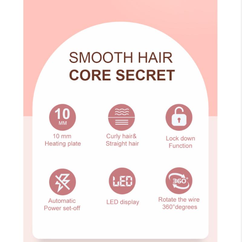 Mini placă de îndreptat și ondulator 2 în 1, fier plat de 9 mm, instrumente de coafare pentru îndreptarea părului scurt, monitoare ceramică pentru ondularea ondulată