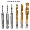 High-Speed Steel Hex Shank 3-in-1 Drill Tap Chamfering Spiral Tap for M4, M5, M6, M8 Tapping