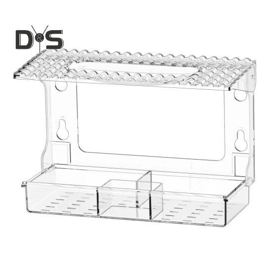 Window Birds Feeder with Suction Cups Clear Wildbird Feeder with Detachable Seeds Water Tray for Outdoor Birds Watching