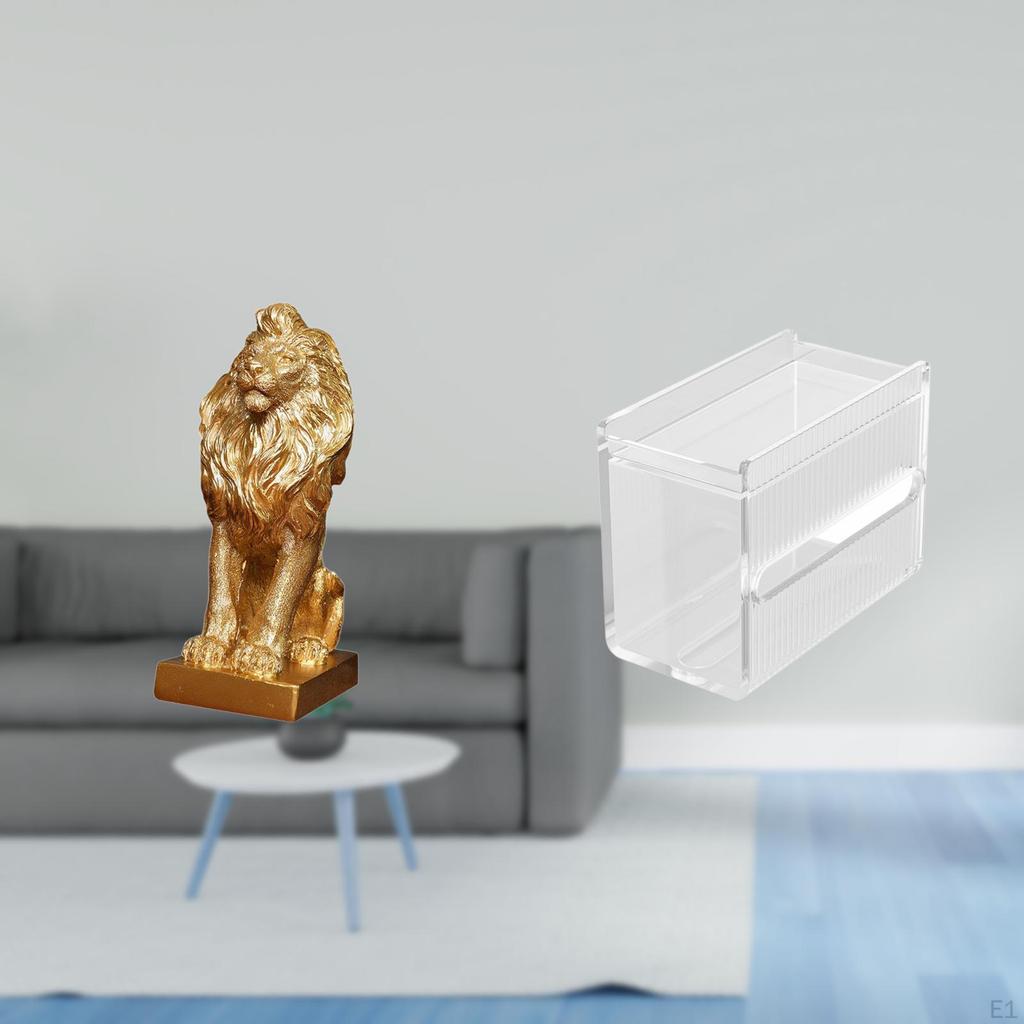 Acrylic Lion Sculpture Modern Tabletop Ornament Decorative Tissue Paper Holder Collectible Art