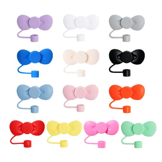 Straw Cap Bow Shape 10mm Dust-Proof Leak-proof Reusable Food Grade Bottle Straw Dust Cover Tumblers Straw Toppers Drinking Straw Lids Water
