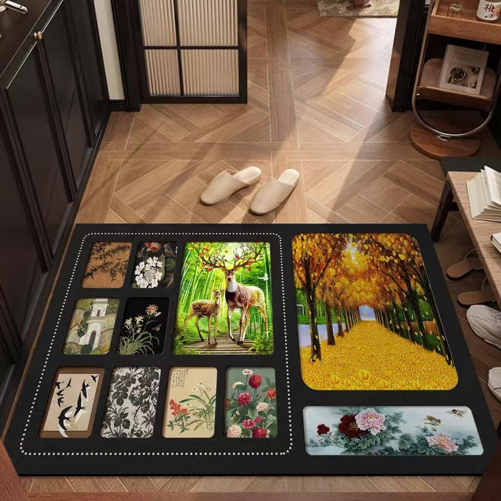 Vintage Light Luxury Floor Mat, Customizable Diatomaceous Earth Quick-Dry Mat, Entrance Door Mat, Bathroom Floor Mat